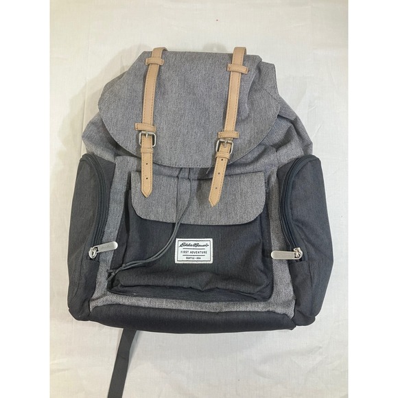 Eddie Bauer Handbags - Eddie Bauer First Adventure Gray Diaper Backpack Insulated Pocket Heritage Style
